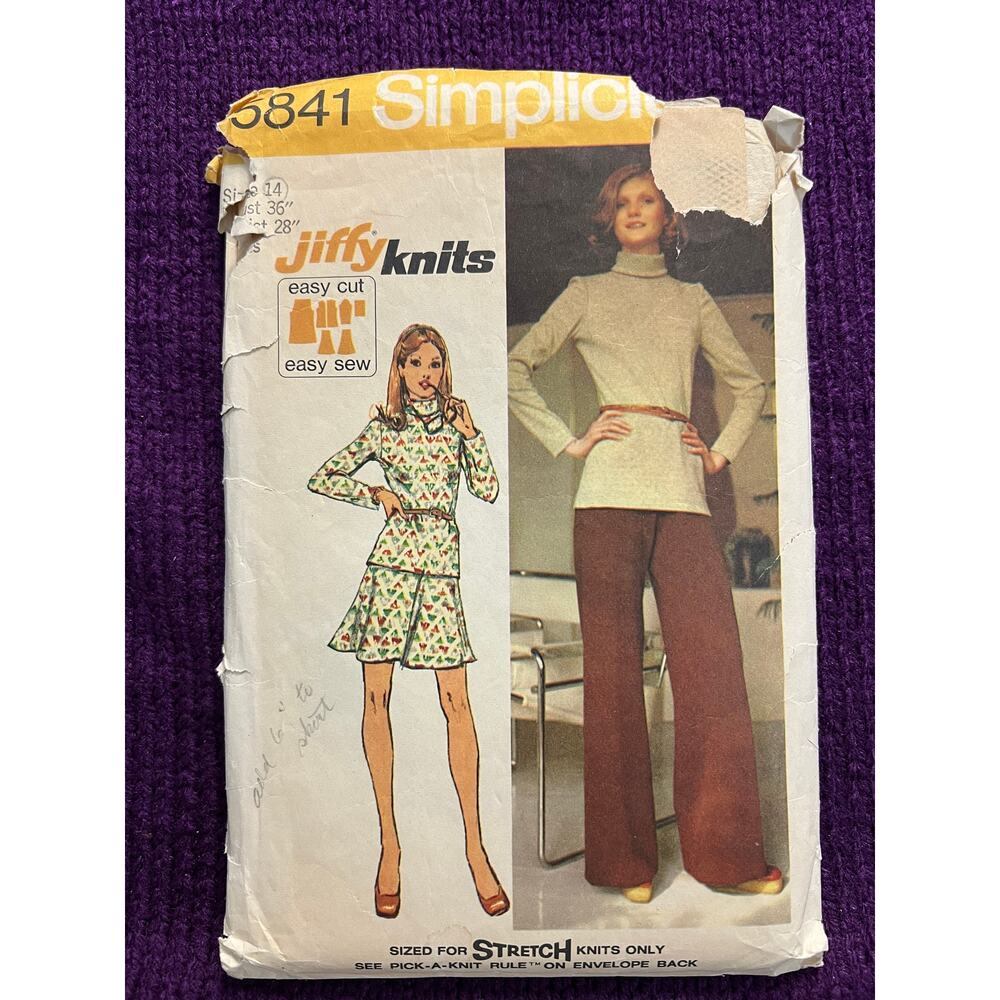 Simplicity Pattern 5841 turtle neck top skirt wide leg pant sz 14